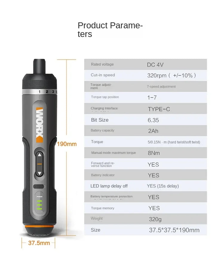 WORX WX242 4V Electrical Screwdriver Set - ST LAND MANAGEMENT LLC